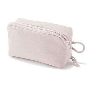 Muji Wrinkle Nylon Wide Opening Pouch S Pink 11x6x3.5cm Make Up Case Japan New